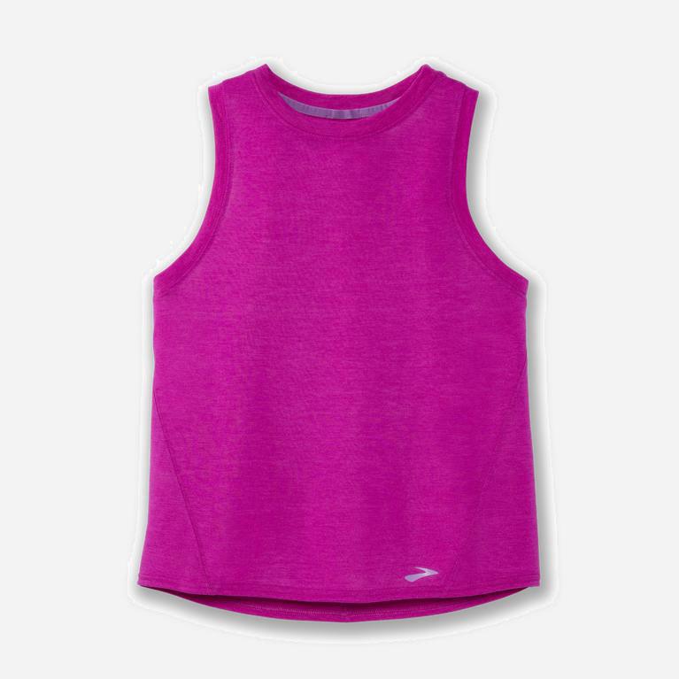 Brooks Distance Womens Running Tank Top - Heather Magenta - Philippines (182637MLH)